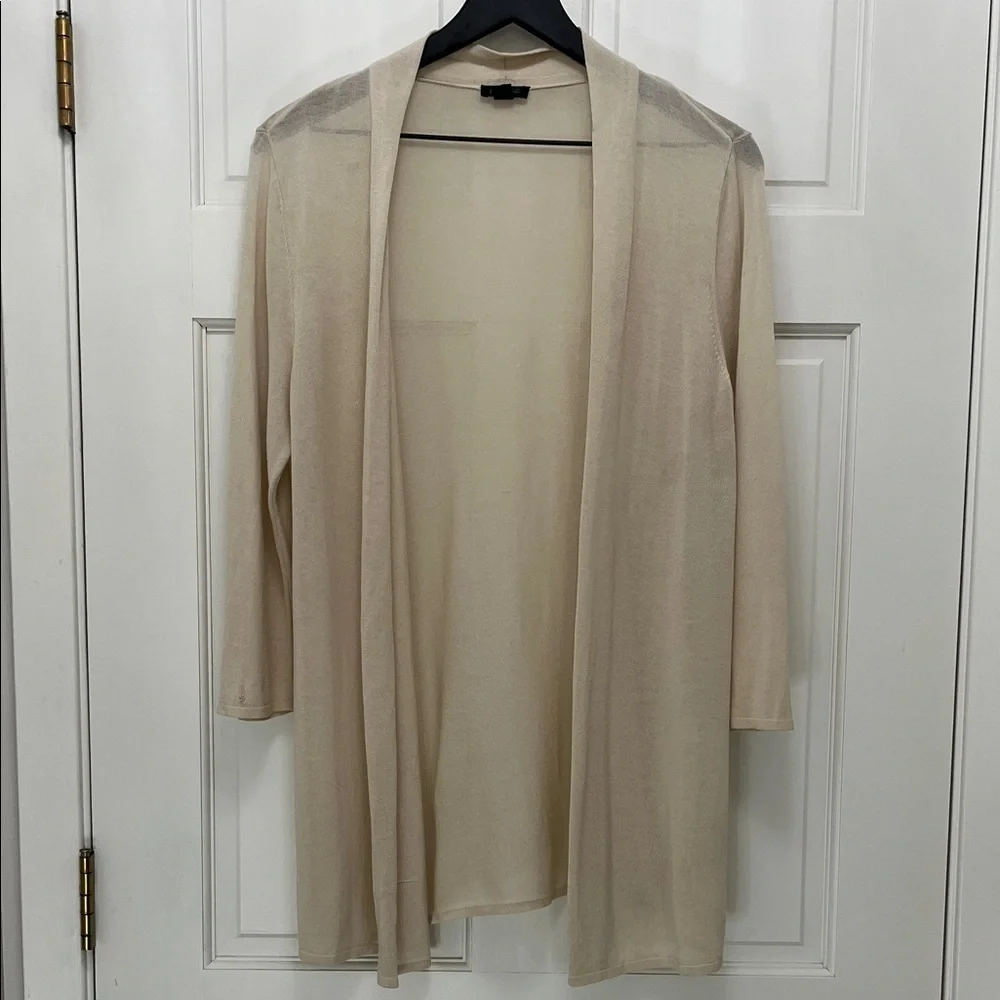 J. Jill Wearever Collection Cream Lightweight Knit Open Cardigan - Size Medium